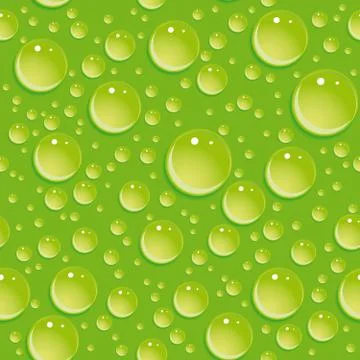 Seamless green pattern with water drops. 스톡 일러스트