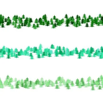 Seamless green pine tree pattern paragraph divider line set 库存插图