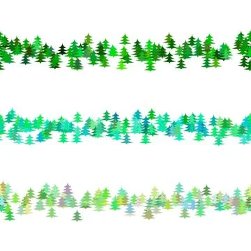 Seamless green pine tree pattern paragraph divider line set Illustrazione stock