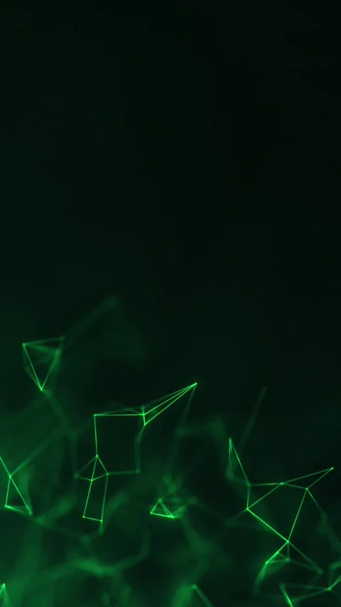 Seamless green polygon network loop with dark vertical tech background, glo.. Stock Footage 339877796