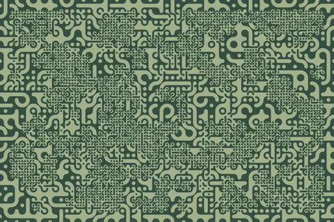Seamless green spotted pattern with circles and lines. Maze like background 스톡 일러스트
