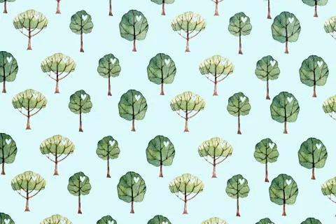 Seamless green tree pattern background Foto stock
