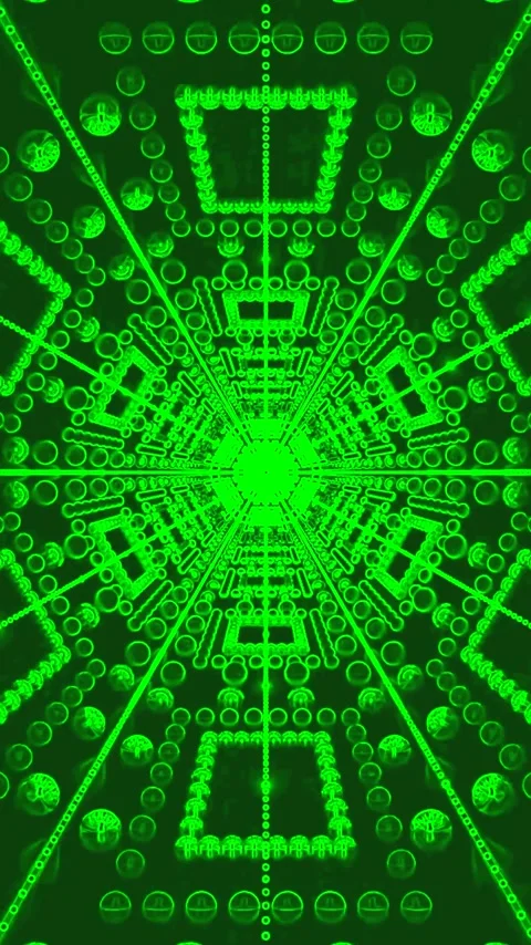 Seamless green tunnel video loop creates immersive visual experience of lig.. Stock Footage 321570375