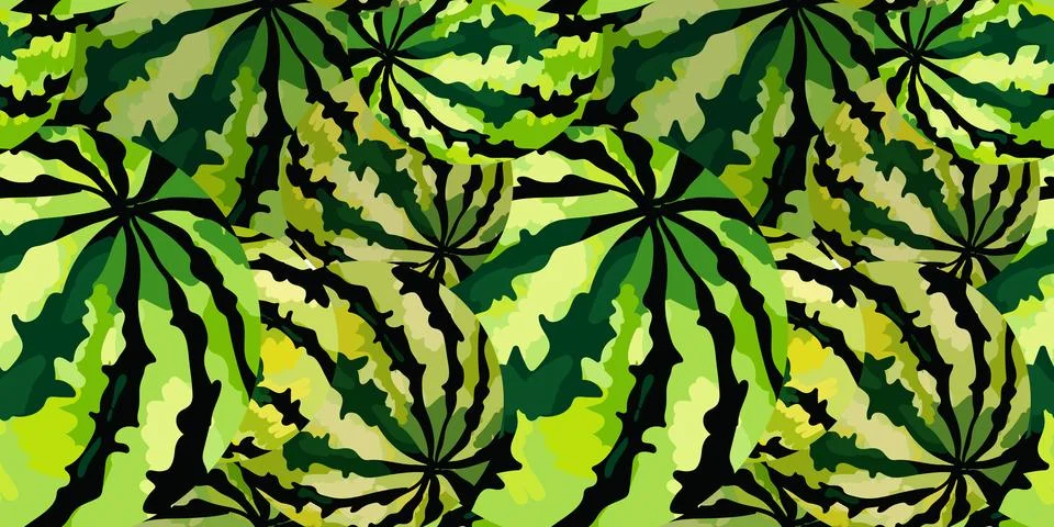 Seamless green watermelon pattern summer design with fruit abstract vector .. Stock Illustration
