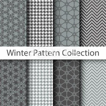 Seamless Grey and White Geometric Pattern Set Illustrazione stock