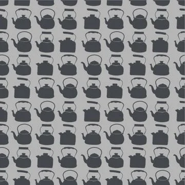 Seamless Grey Pattern with Kettle Stock Illustration