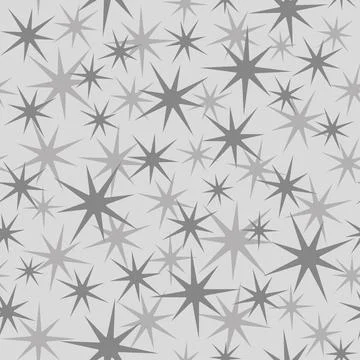 Seamless grey stars pattern on light grey background Stock Illustration