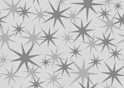 Seamless grey stars pattern on light grey background Stock Illustration