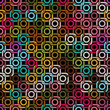Seamless grid pattern. Vector illustration with circles and squares. Stock Illustration