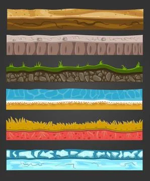 Seamless ground elements set, vector landscape illustration Stock Illustration