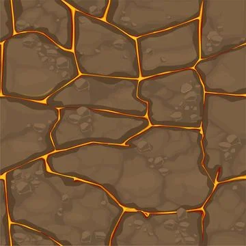 Seamless ground pattern with lava from volcano for wallpaper. Stock Illustration