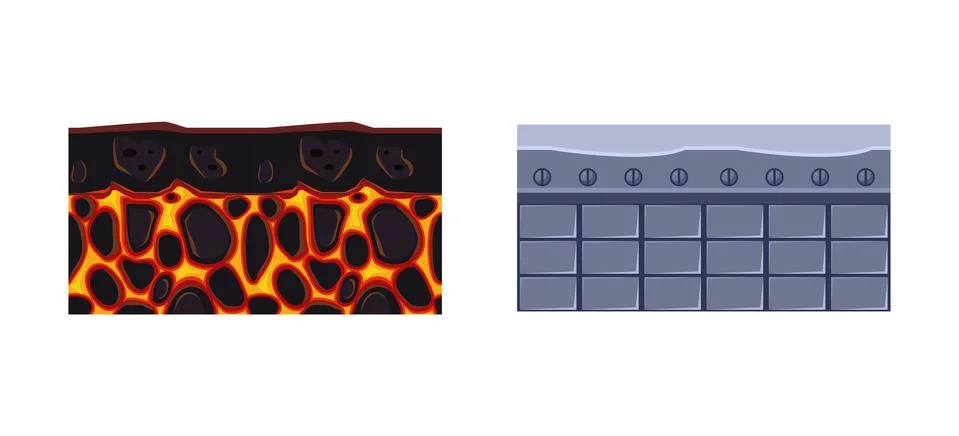 Seamless ground textures, endless platforms for game user interface, element for Stock Illustration