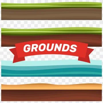Seamless grounds, soil and grass for ui game illustration of a set of various Stock Illustration