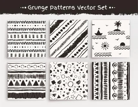 Seamless grunge patterns set Stock Illustration