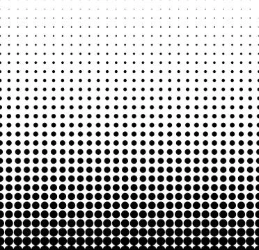 Seamless halftone vector background.Average fade out.Black circles. Stock Illustration