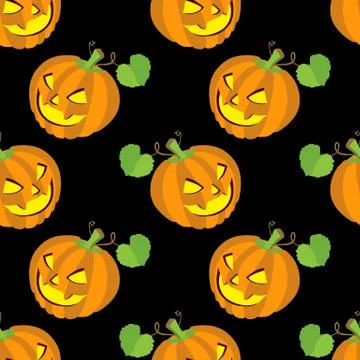 Seamless halloween backgrounds. Vector illustration. pattern of smiling pampkins Stock Illustration