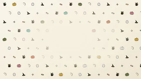 Seamless halloween icon pattern on light background. 4K Vídeo Stock 342781781