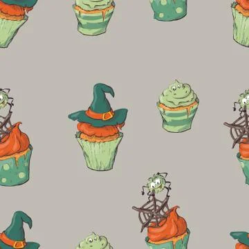 Seamless halloween party pattern wrapping with decorations Stock Illustration