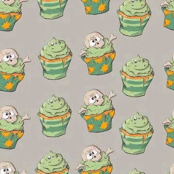 Seamless halloween party pattern wrapping with decorations Stock Illustration