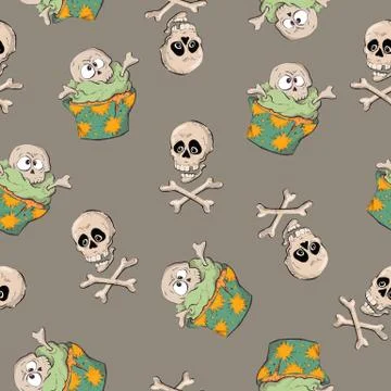 Seamless halloween party pattern wrapping with decorations Stock Illustration