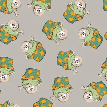 Seamless halloween party pattern wrapping with decorations Illustrazione stock