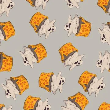 Seamless halloween party pattern wrapping with decorations Stock Illustration