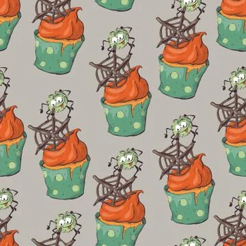 Seamless halloween party pattern wrapping with decorations Stock Illustration