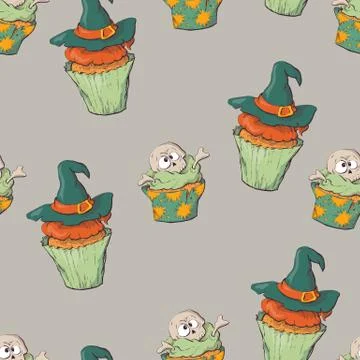 Seamless halloween party pattern wrapping with decorations Stock Illustration