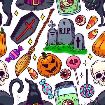 Seamless Halloween pattern - 2 Stock Illustration