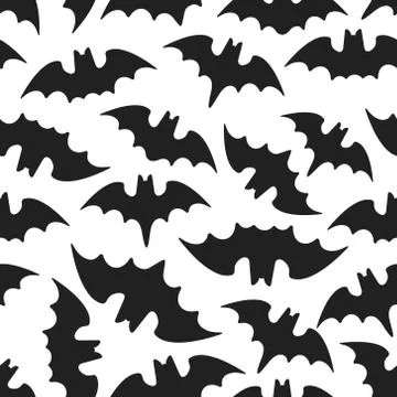 Seamless halloween pattern with animals bats flat style design vector Stock Illustration