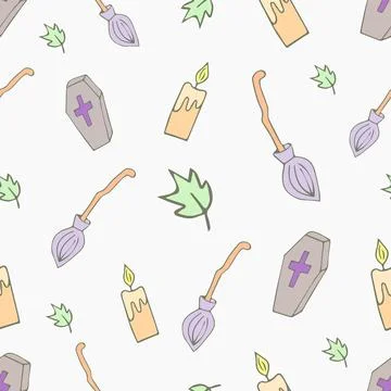 Seamless Halloween pattern with bat, spider on a pink background, vector Stock Illustration