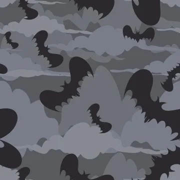 Seamless Halloween pattern with bats Stock Illustration