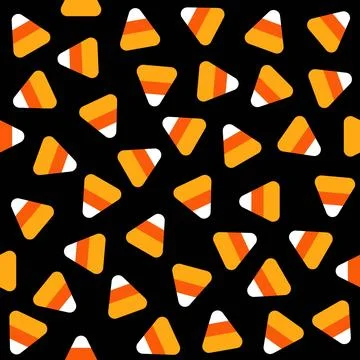 Seamless Halloween pattern of candy corn on a black background Stockillustratie