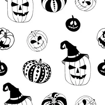 Seamless Halloween pattern. decorative pumpkins Stock Illustration