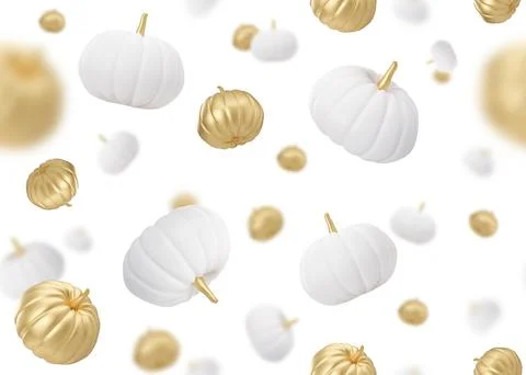 Seamless Halloween pattern. Golden and white Halloween decoration on white .. Stock Illustration