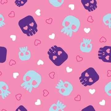 Seamless halloween pattern. Human skeletons. Different skulls. Vector. Stock Illustration