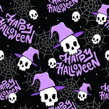 Seamless halloween pattern of human skulls Stock Illustration