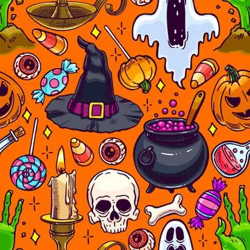 Seamless Halloween pattern Stock Illustration