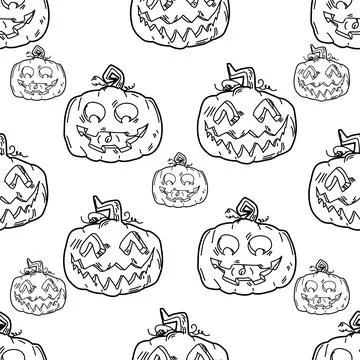 Seamless Halloween pattern with Jack O' Lantern Pumpkin. Vector background, w イラスト素材
