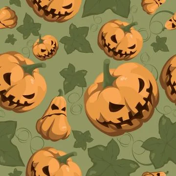 Seamless Halloween pattern with pumpkins Illustrazione stock