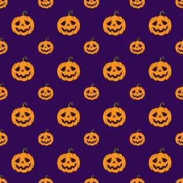 Seamless Halloween Pattern with Pumpkins Stock Illustration