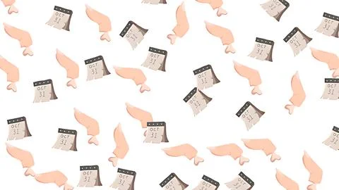 Seamless Halloween pattern with severed fingers and October 31st calendar p.. Stock Illustration