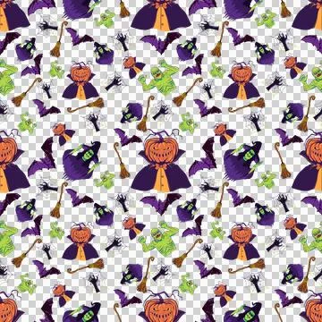 Seamless Halloween Pattern Vector Art Illustration Illustrazione stock