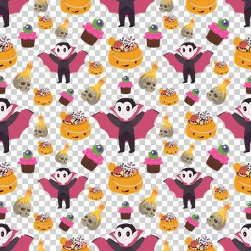 Seamless Halloween Pattern Vector Art Illustration Stock Illustration