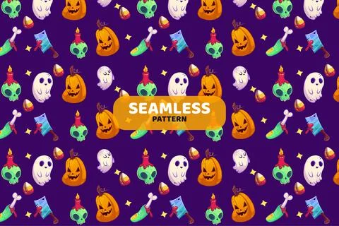 Seamless Halloween pattern vector design Stock Illustration
