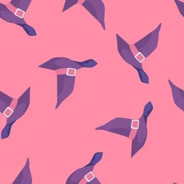 Seamless Halloween pattern with witch or wizard hats, flat vector illustration. Stock Illustration