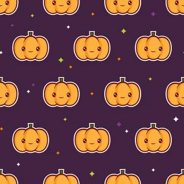 Seamless Halloween Pumpkin Pattern Stock Illustration