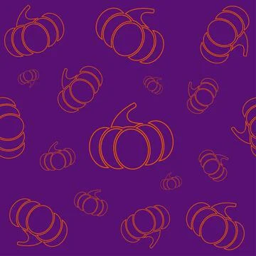 Seamless Halloween pumpkin pattern. Orange pumpkin on purple background Stock Illustration