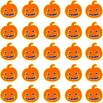 Seamless halloween pumpkin pattern. White background. Stock Illustration