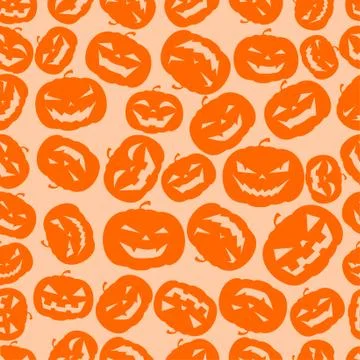 Seamless halloween pumpkins background Stock Illustration